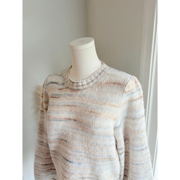 NWT French Connection Marley Space Dye Crewneck Sweater Womens Large Cream Tan - Picture 2 of 9
